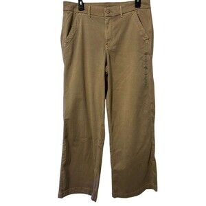 American Eagle Skater Trousers Women 12 Khaki Baggy Wide Leg Stretch Regular